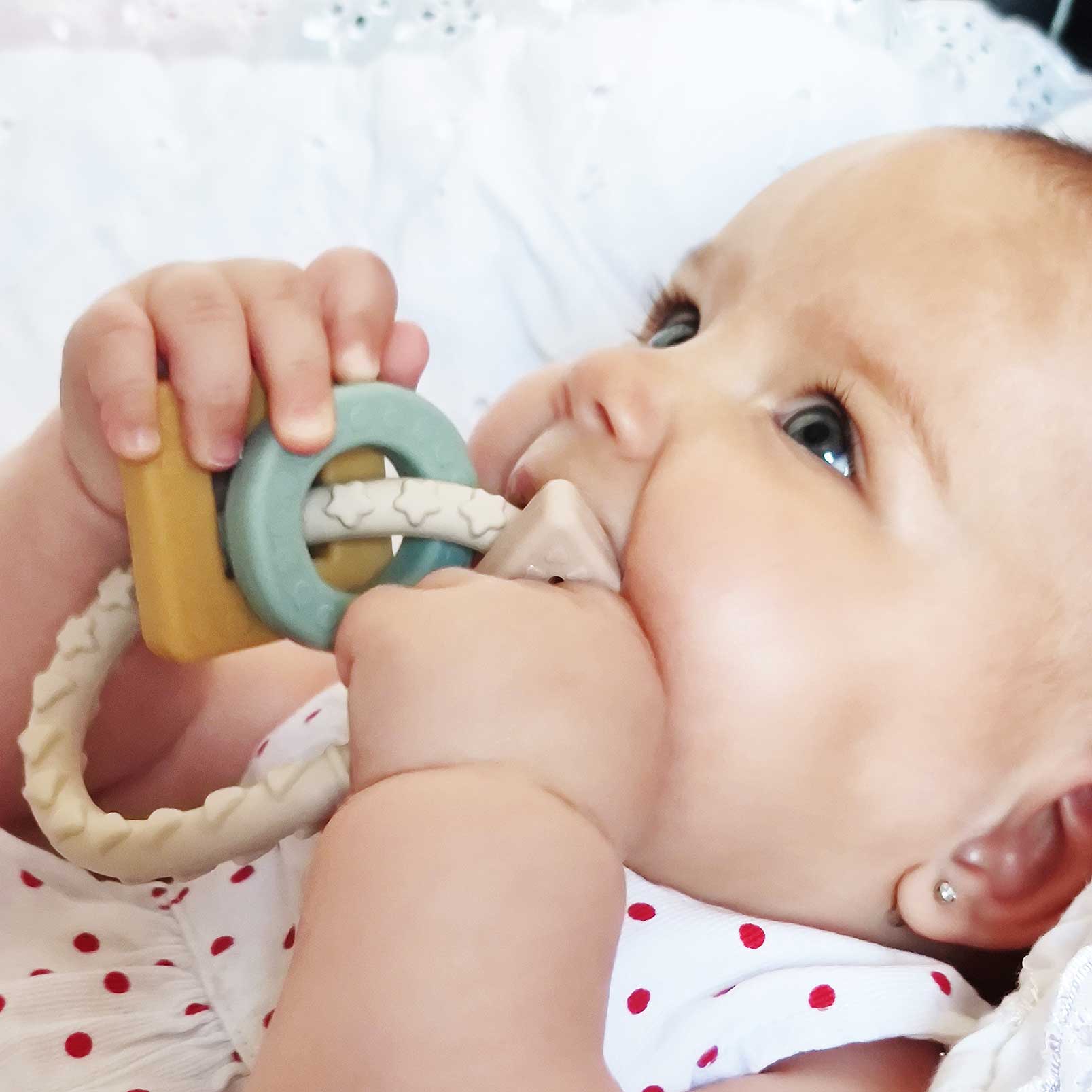Cadeau de naissance Anneau de dentition silicone Hochet bébé Dimiloo de 3 mois à 36 mois